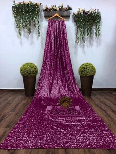 Image of Women's Bollywood Heavy Sequins Embroidery Work Georgette Saree with Unstitched Blouse