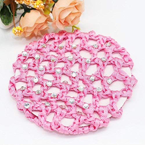 Bundle: 3Pc Rhinestone Ballet Bun Cover Hairnet For Bun + 17Pc 2In Hair Clips For Girls #TOP3