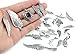 Kinteshun Assorted Angel Wings Feathers punk Charm Pendant Connector for DIY Jewelry Making Accessaries(36pcs,Antique Silver Tone)