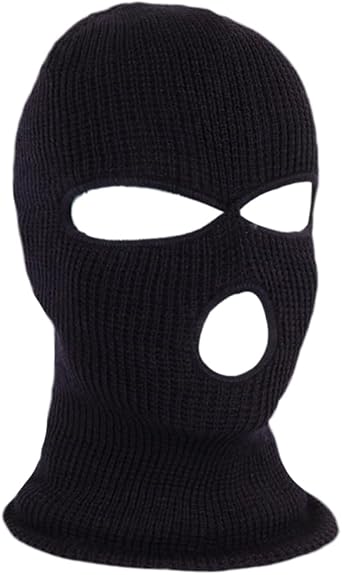 Kids 3 Hole Knitted Balaclava - قناع الوجه للتزلج الدافئ والأنيق للطقس البارد الأسود   