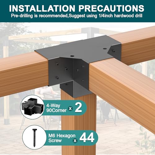 ORIGLE 6x6 Pergola Brackets, 4-Way, 5.6 x 5.6 in Inner, 2 Pack by ORIGLE - Image 3
