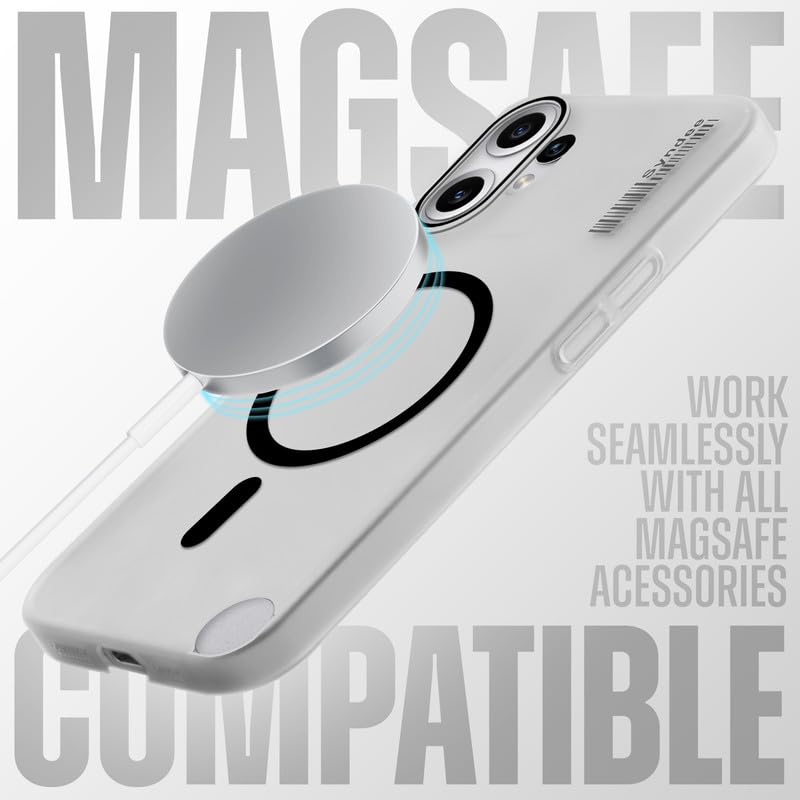 Image of Mr. Case Back Cover for CMF Nothing Phone 2 Pro Elegant Frosted White Translucent Back Only Compatible with Wireless Magnetic Accessories | Anti-Scratch Shockproof Phone Case - Black