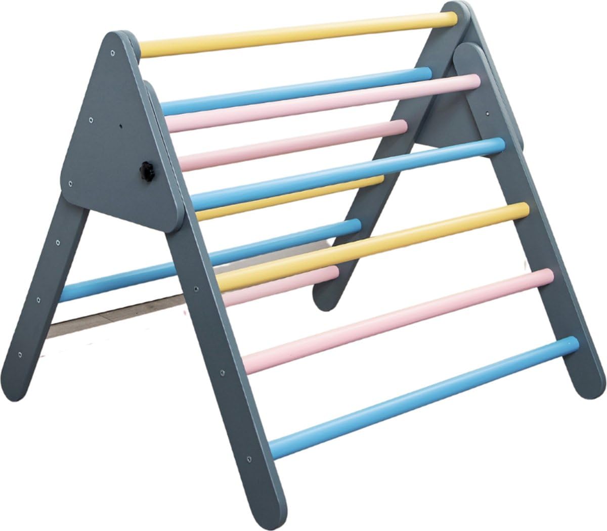 Holz-Klettergerüst Natur - Montessori Spielzeug - Motorische Fähigkeiten - 74x60 cm - Pastellfarben