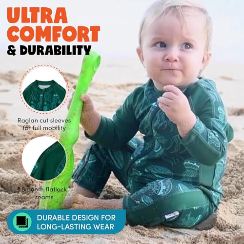 Image of SwimZip UPF50+ Boys Swim Shirt, Long Sleeve One Piece Kids Sunsuit