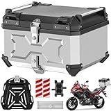 MOTOSTAR バイク用リアボックス 45L/58L 大容量 トップケース バイクケース バイクボックス オートバイボックス モノキーケース ABS素材 頑丈性 軽量 四角 取り付けベース付き 着脱簡単 防犯対策 汎用 IP68防水 耐衝撃 キャンプ/通勤/デリバリーなど対応