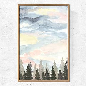 SIGNWIN Framed Canvas Wall Art Pine Tree Canvas...