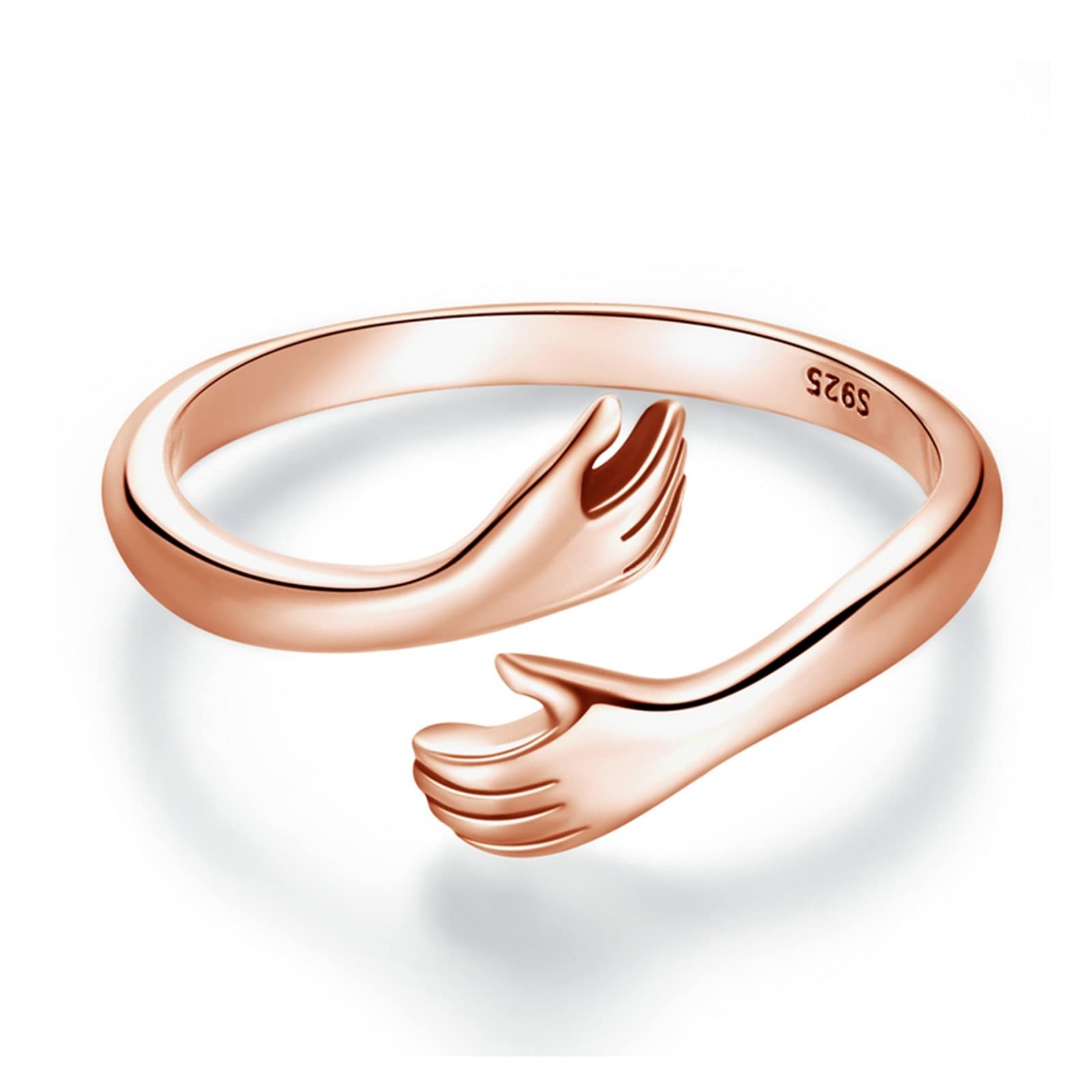 Abbraccio Anello in Argento Sterling 925 con Mano Regolabile, Pollice Aperto, Anello per Anniversario, Regalo per Mamma, Figlia, Amica