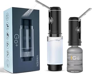 VIKKEN® Go+ Portable Travel Bidet Rechargeable, 300ml+250ml Classic | Handheld personal hygiene water jet, men and women; 3 pressure modes, long-press stop; 2 bottles, carry bag