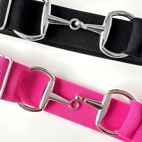 Image of Huaerle 1.5 inch Elastic Equestrian Belt with Bit Buckle and Leather Key Strap