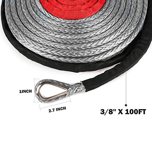 X-Bull Sk75 3/8" X 100’Dyneema Synthetic Winch Rope 23,809 Lbs #TOP2