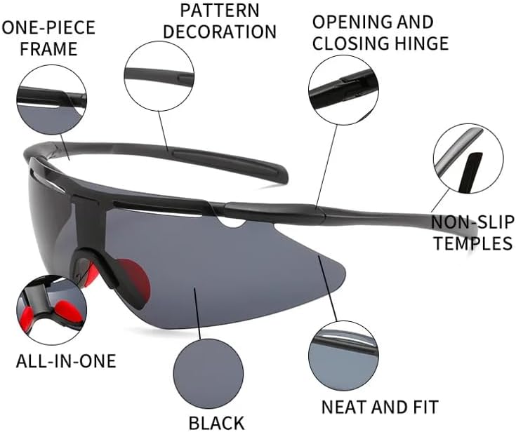 Universal Fit Wraparound UV400 Protected Sports Sunglasses for Men Women Cycling Baseball Riding Tennis Lightweight Goggles - Image 5