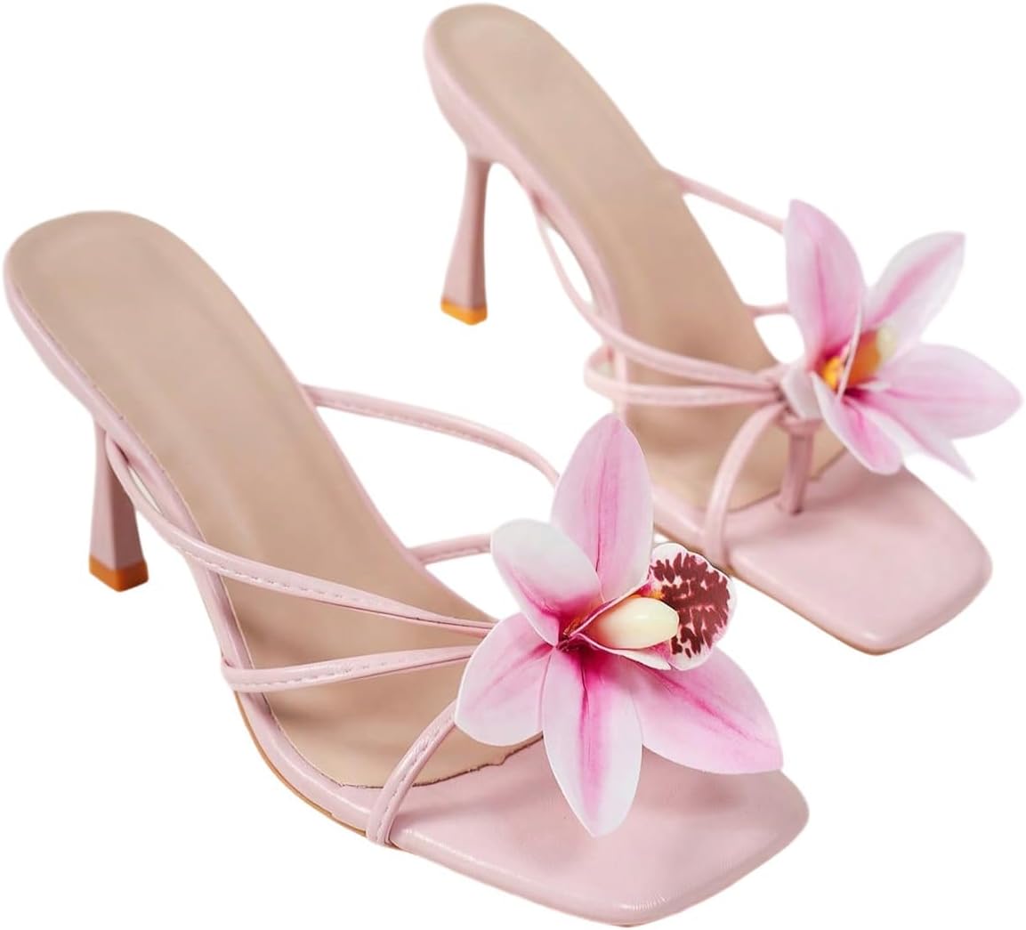 MakeMeChic Floral Open-Toe Kitten Heel Sandals