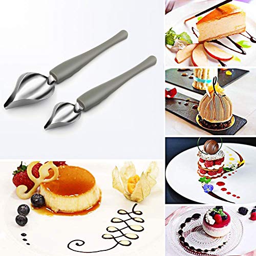 Culinary Precision Drawing Decorating Spoon Set, 2Pcs Drizzle Spoons,Professional Chocolate Spoon Filter Spoons,Plating Decorating Pencil Spoon For Decorative Plates, Cake, Coffee #TOP6