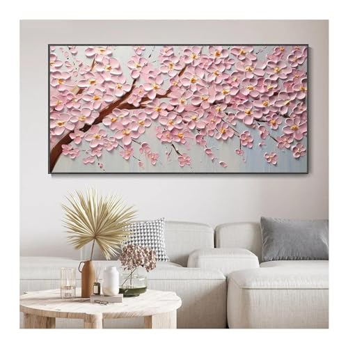 Impression toile paysage fleurs de cerisier 25x50 cm avec cadre interne bois robuste