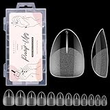 Makartt Almond Nail Tips: Extra Short Full Cover Pre-shape Fake Nails Half Matte Soft Clear Gel Nail Tips Acrylic False Nails, 12 Sizes French Press on Nail Extension Salon Home DIY 120pcs