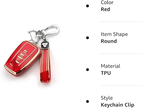 Miniatura 8 de Fundas para llaves Toyota, fundas de botón de protección de TPU suave y llaveros, soporte para llaves de automóvil para hombres y mujeres (rojo), F