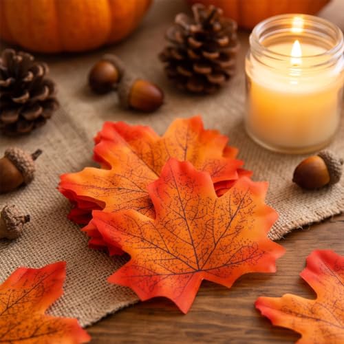 800 PCS 8cm/3.1inch Artificial Maple Leaves 8 Colors Fall Leaves Decor - image 9