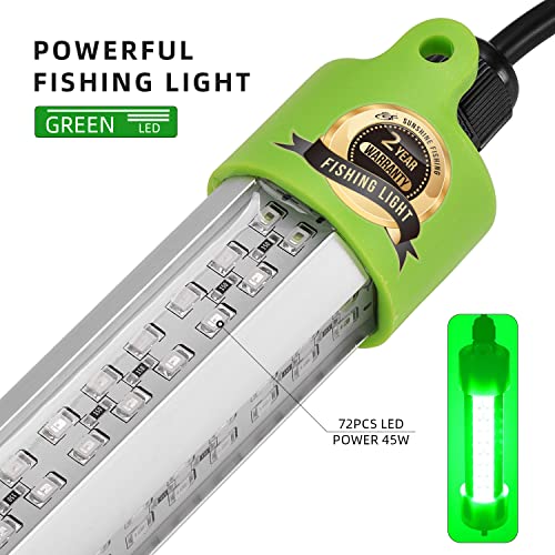 Sf Dc 12V 18W 72 Led Bait Submersible Dock Fishing Light Attractants Underwater Crappie Lure Green Waterproof Night Finder With 2 In 1 Clamp # 4 Sides #TOP2