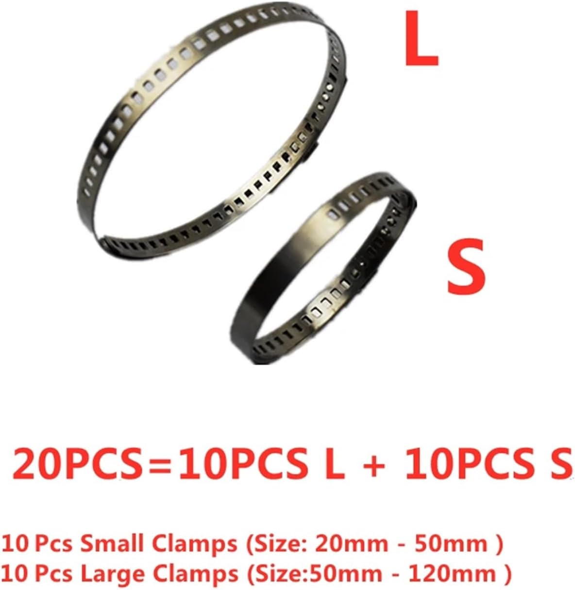 CV Boot clamp 5/10/20Pcs Universal Stainless Steel Axle CV Joint Boot Crimp Clamp Kit Driveshaft CV Boot Clamp 20-50mm 50-120mm Adjustable(10pcs L and 10pcs S)