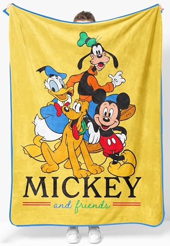 Jay Franco Kids Plush Throw Blanket Soft & Cozy Fleece Throw for Bedroom & Couch Dcor Official Licensed Product Yellow - Mickey and Friends 40x50 - Travel Blanket