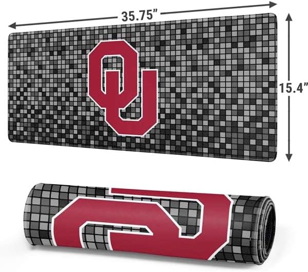 Skinit Extra Large Gaming Mouse Pad - Officially Licensed Oklahoma Sooners Digi Design with Stitched Edges, Waterproof, Non-Slip Rubber Base, Desk Mat for Keyboard & Mouse, 35.75" x 15.4" inches