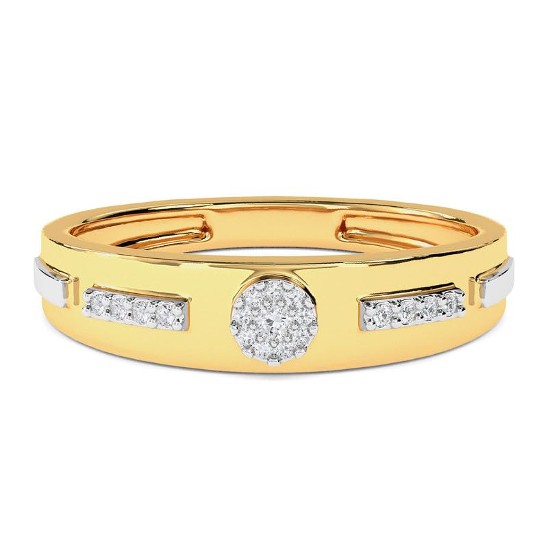 Image of KISNA 14k / 18k Real Gold & Diamond Ring | Diwali, Rakhi Rakshabandhan Gift for Brother, Husband | With Certificate of Authenticity & BIS-Hallmarked Gold Jewellery | Linear Diamond Ring For Him