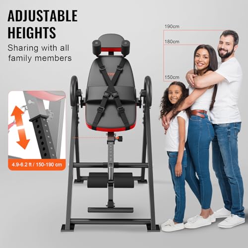 VEVOR Inversietafel, inversiebank, draagvermogen 136 kg, inklapbare rugtrainer voor fysieke krachttraining met hoofdsteun, enkelvergrendeling, veiligheidsgordel - Afbeelding 6