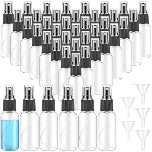 100Pcs Spray Bottles, 30ml/1oz Clear Plastic Mini Spray Bottles Empty Travel Bottle, Fine Mist Small Spray Bottle with 5 Pcs Funnels Refillable Liquid Containers for Perfume Essential Oils Makeup Tool
