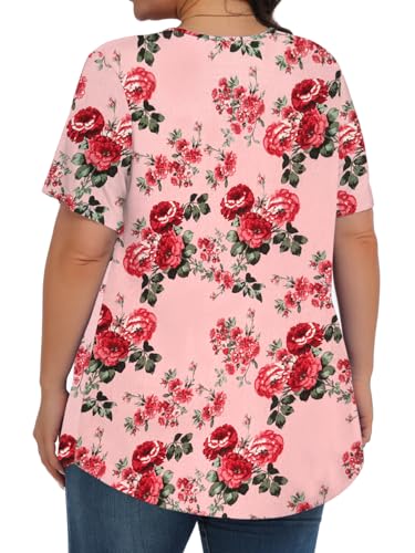 Image of Tencede Womens Plus Size Tops Tunic Short Sleeve Crew Neck Shirts Casual Soft Blouse 1X-5X