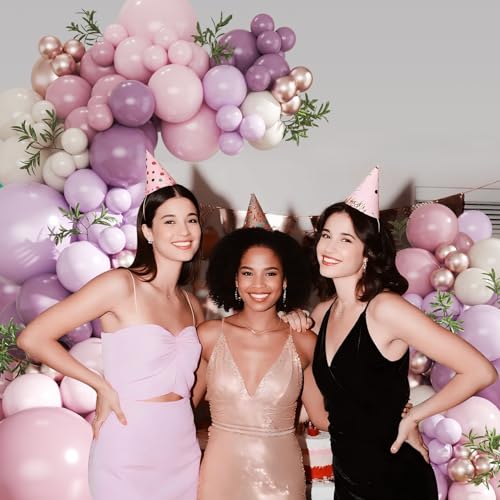 Dusty Purple Balloon Arch Kit 124Pcs Pink and Purple Balloon Garland Arch Kit Lavender Lilac Light Purple Dusty Pink Gold Pink Sand White for Baby Shower Bridal Shower Wedding Birthday Decorations — view 4