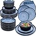 Produktbild SÄNGER Aruba | Tafelservice 24 teilig, Steingut Geschirr Set 6 Personen, 6x Teller Set 6x Frühstücksteller 6x Tiefe Teller 6x Pastaschalen blau mit schwarzem Rand | VALUE COLLECTION