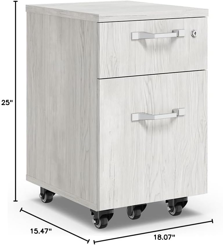 NBF Allure 15.5" W Box File Mobile Pedestal - Drawer File Cabinet On Wheels - Durable Storage Cabinet with Letter & Legal Size Documents - Filing Cabinets for Home Office, White