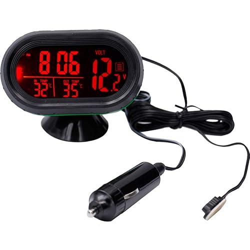 Miniatura 6 de Termómetro de coche LCD Digital Clock  MASO 12-24V Multifuncional Temperatura Voltímetro Medidor Electrónico Reloj Alarma Monitor con 2