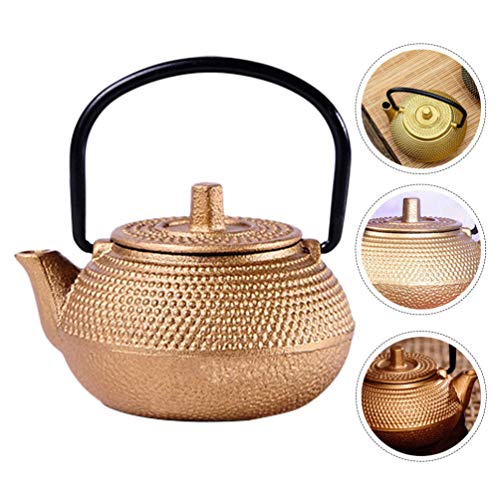 Mini Iron Teapot Retro Tea Pot Mini Japanese Tea Kettle Golden Chinese Teaware Stovetop Teapot Vintage Iron Teapot For Tea Lovers Antique Home Decoration Tetsubin Cast Iron Teapot #TOP5