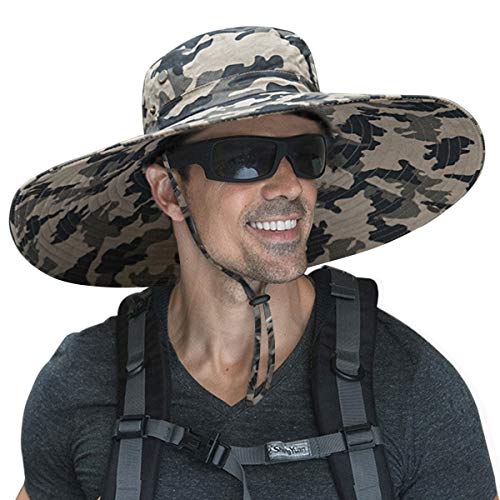 Huamulan Men Summer Sun Protection Hat 6" Wide Brim Outdoor Unisex Women Summer Bucket Fishing Hats For Hiking Beach Safari Garden Lawn Yard Work Kayaking Outdoor Camouflage #TOP9
