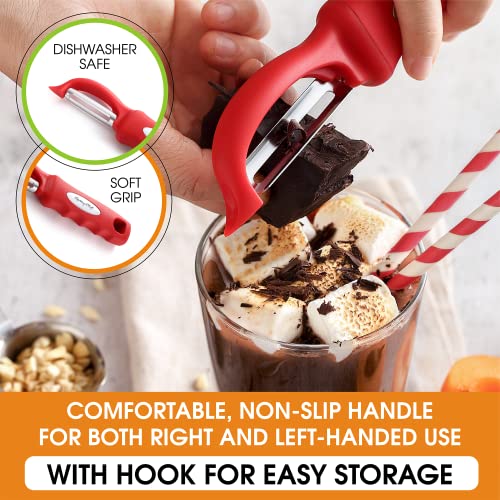 Image of Spring Chef Swivel Vegetable Peeler for Kitchen with Soft Grip Handle, Red