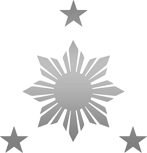 Bandera de Filipinas Sun Stars 2 (plata metálica) (juego de 2) calcomanías de vinilo impermeables de alta calidad para teléfono portátil, accesorio