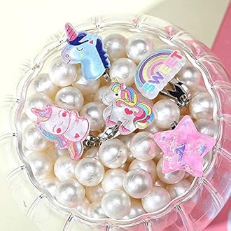 PinkSheep Clip On Earrings for Little Girls, Bling Rainbow Earrings for Kids Party Favor