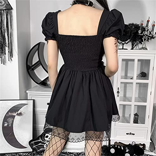 Image of Gothic Lolita Mini Dresses Ruffled Off Shoulder A-Line Vintage Punk Dress