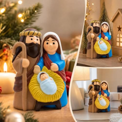 Resin Nativity Scene Christmas Lights Indoor for Winter Home Decor 7.87'' - image 7
