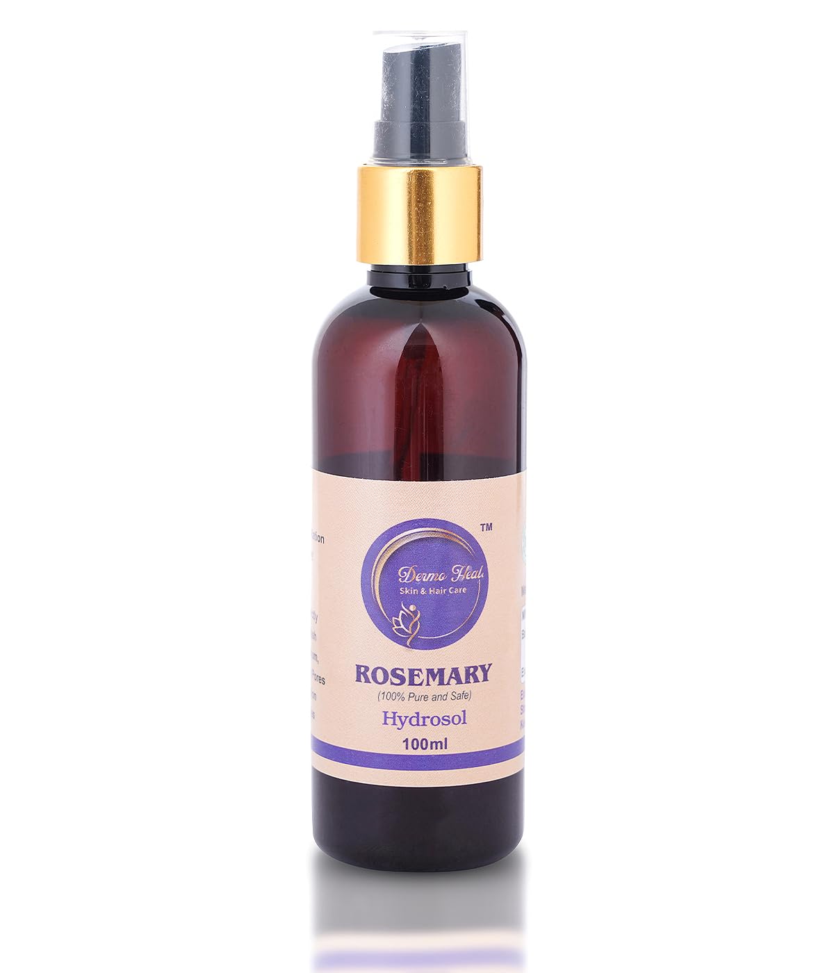 DERMO HEAL Rosemary Hydrosol/Organic/Toning Facial Mist Unblocks Pores, Improves Skin Tone, Promotes Healthy Hair & Scalp, Rosemary Hydrosol Herbal Hair Spray -100ml (Pack Of 01)