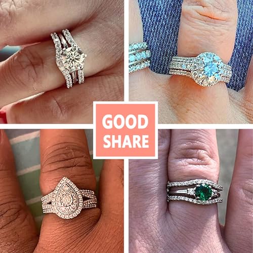 SHELOVES Curved Ring Guard Enhancer Cubic Zirconia Stack Wrap for Engagement Ring 925 Sterling Silver 5-102