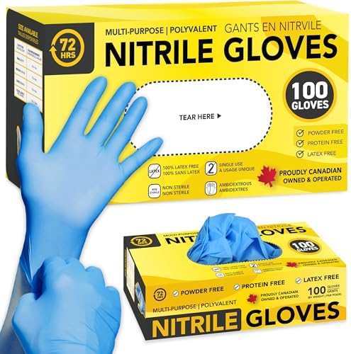 72HRS Nitrile Disposable All Purpose Gloves - 4 mil, Latex Free & Energy Free, Food Grade Multi-Purpose Gloves (Pack of 100, X-Large) - View 3