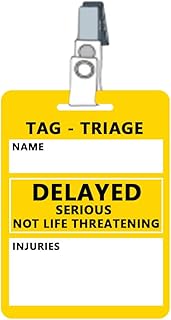 Emergency Triage Tags (Yellow: Delayed Care) - Triage Cards for Disaster Response & First Aid Training, EMT Field Tagging, Mass Casualty Incidents, 4.7"Lx3"W, 5 Pcs