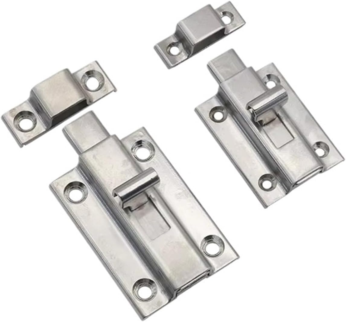 Hardware Stainless Steel Door Lock Buckle Industrial Equipment Sliding Square Bolt 1Pcs(Buffed-65mm)
