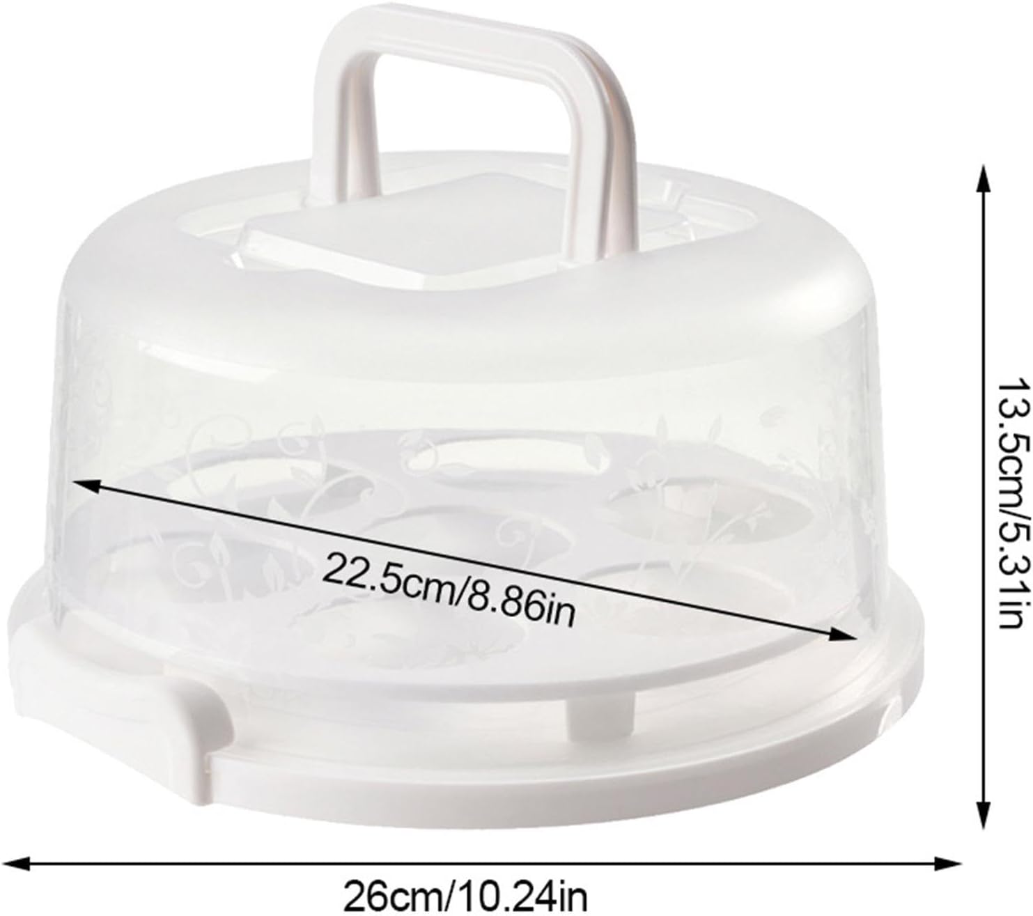 Cake Carrier, Round Cake Holder, 7 Slot Cupcake Containers, Portable Cake Container Holder with Lid & Handle, Lightweight Cake Display Stand, Small Plate Pie Carrier for Birthaday