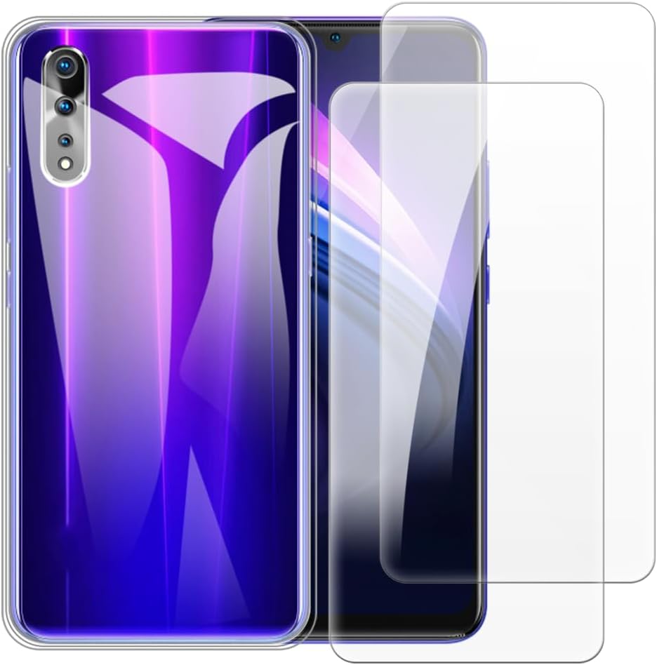 Case with 2 Pack Screen Protector Combo Compatible with Vivo iQOO Neo, Shockproof Cover and Tempered Glass Set for Full Body Safety(Clear)