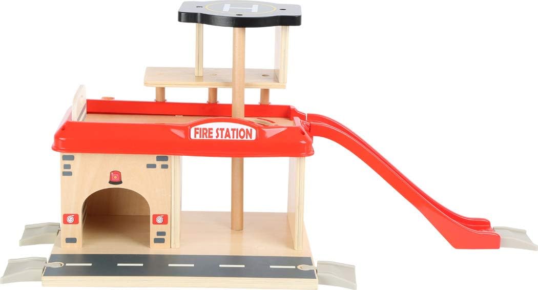 Small Foot Wooden Toys Fire Station playset complete with all accessories designed for kids ages 3+