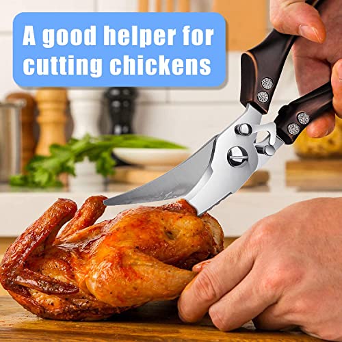 Poultry Shears, Heavy Duty Kitchen Shears With Serrated Edge, No Rust Spring Loaded, Multipurpose Stainless Steel Kitchen Scissors For Chicken, Bone, Meat, Turkey, Fish Thanksgiving Christmas Day #TOP1