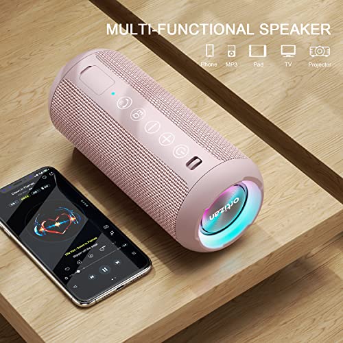 Image of Ortizan Portable Bluetooth Speakers, IPX7 Waterproof Wireless Speaker with 24W Loud Stereo Sound, Deep Bass, Bluetooth 5.3, RGB Lights, Dual Pairing, 30H Playtime for Home, Outdoor, Party